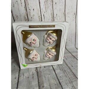 Vintage Set of 4 Bradford glitter Christmas Ornaments Santa Claus Dayton Hudson